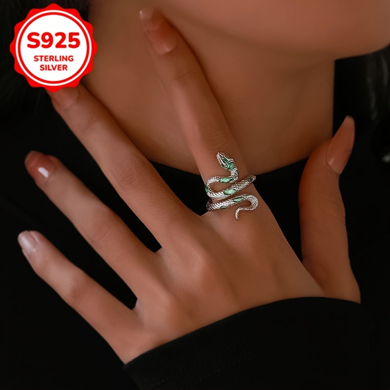 Sterling Silver Snake Open Ring Minimalist Animal-Inspired Statement Jewelry