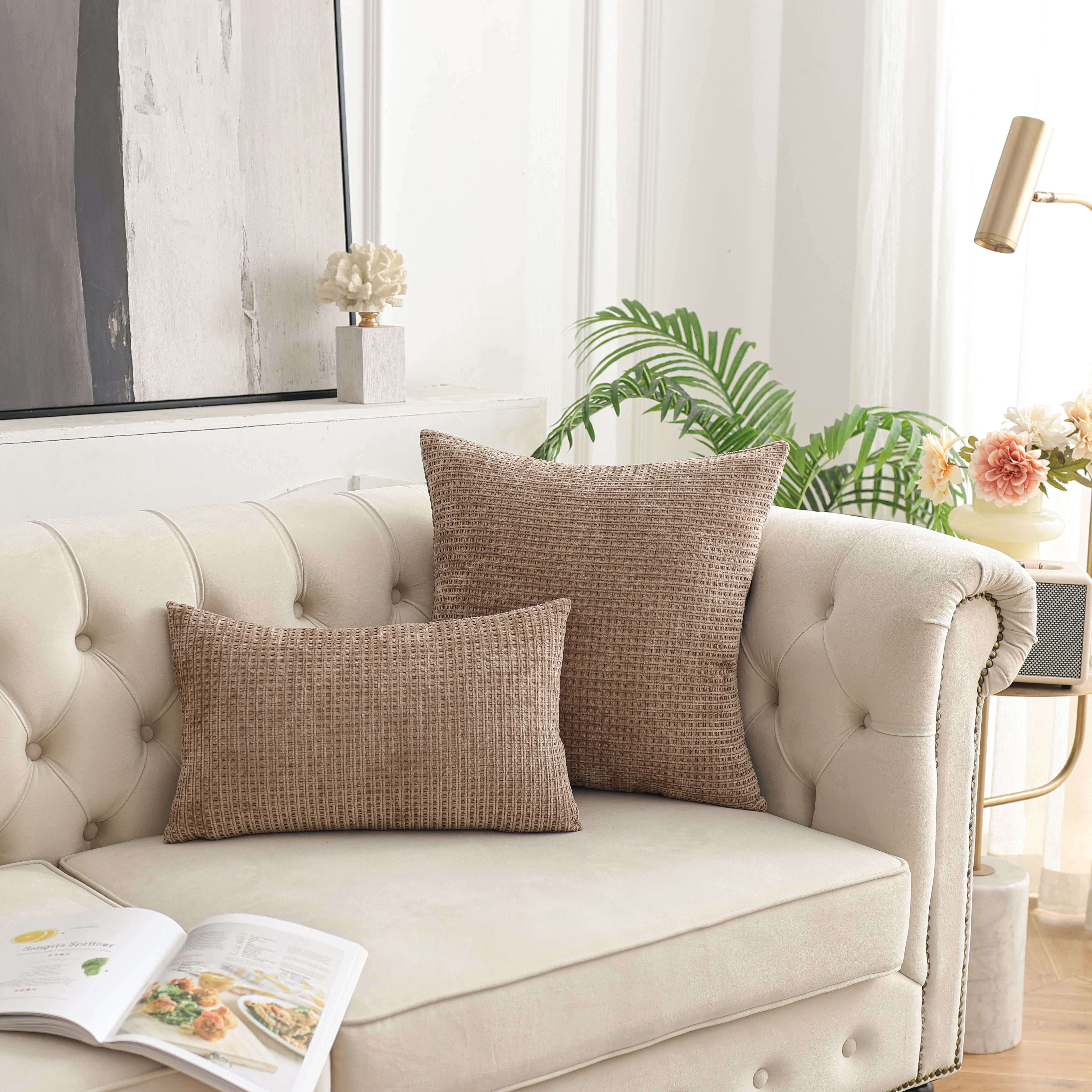 Plaid Velvet Pillowcase Geometric Pattern Soft Cushion Cover for Sofa Bed Bedroom