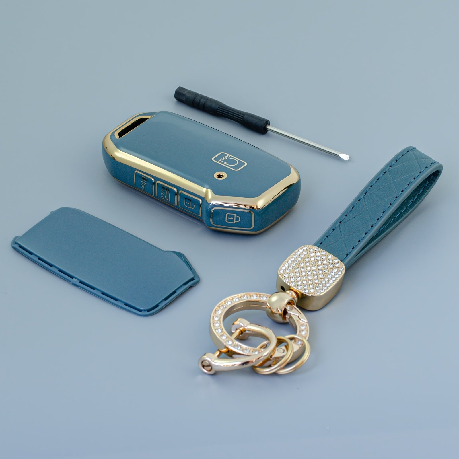 TPU Key Fob Cover Protective Case with Keychain for SUV and Sedan Vehicles