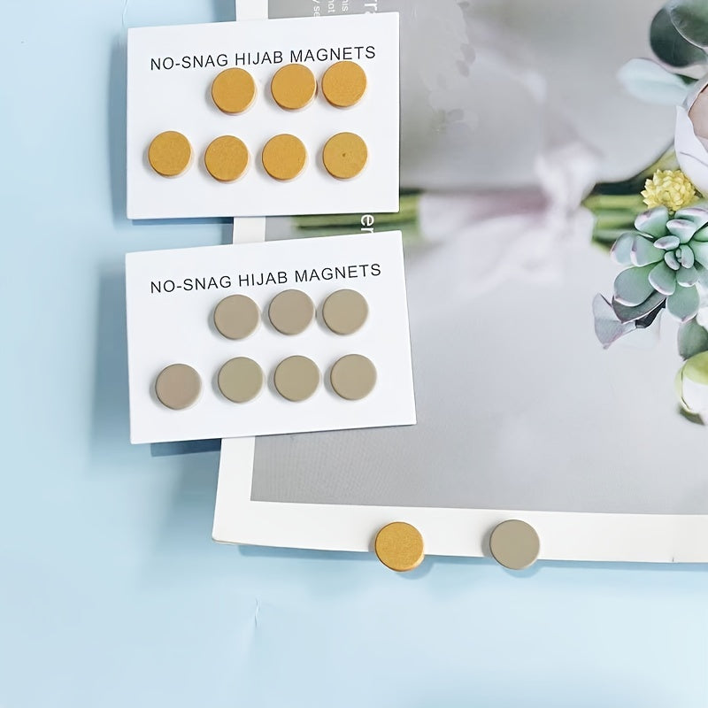 Juego de 8 imanes minimalistas de aleación para hijab, pinzas redondas antarañazos para uso multifuncional