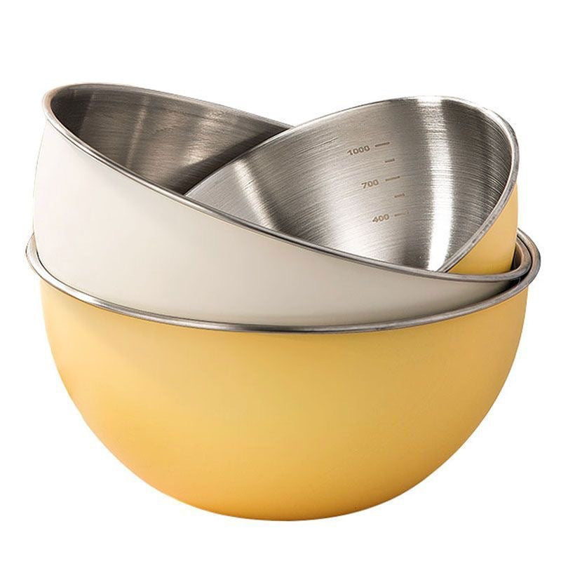 Cuenco de cocina de acero inoxidable 304 para ensaladas, lavado de arroz y horneado con cesta de drenaje