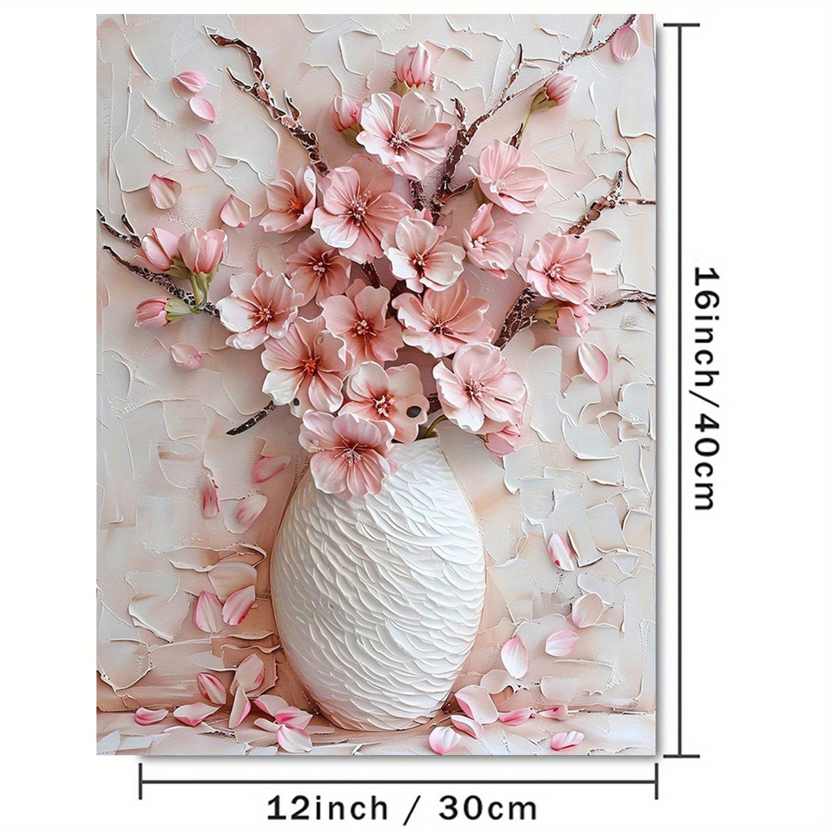 Frameless Canvas Wall Art Pink Flower 30x40cm Home Office Decor
