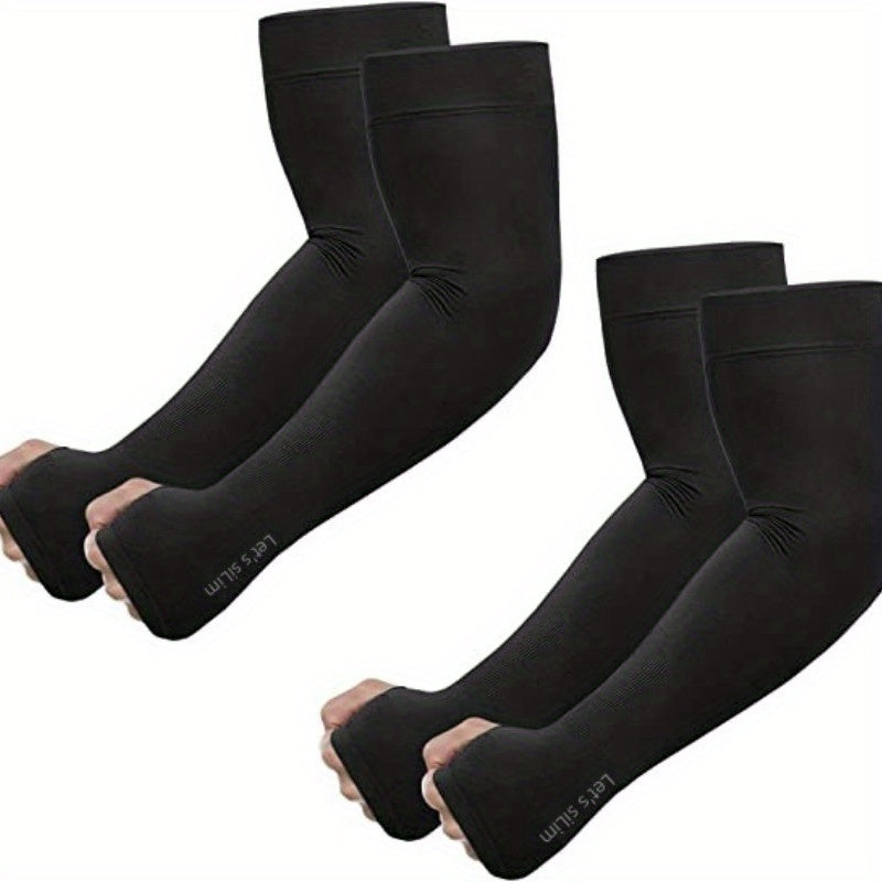 Manguitos transpirables con protección UV para deportes, hombres y mujeres, nylon spandex, negro, blanco, gris