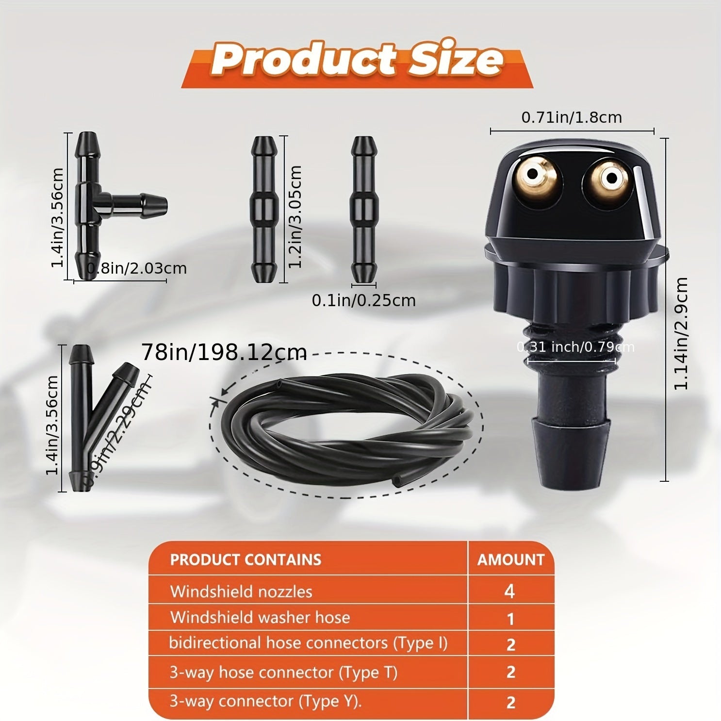 Juego universal de 11 piezas de escobillas limpiaparabrisas con rociadores y manguera