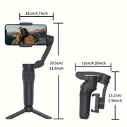 Portable Handheld Gimbal Stabilizer with Smart Gesture Control Foldable Design Fill Light for Selfies Vlogging and Live Streaming Black