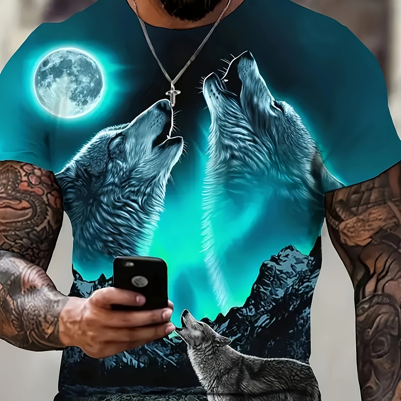 Erkaklar uchun 3D Bo'ri Print T-Shirt - Yozgi Tashqi Faoliyatlar Uchun Ideal