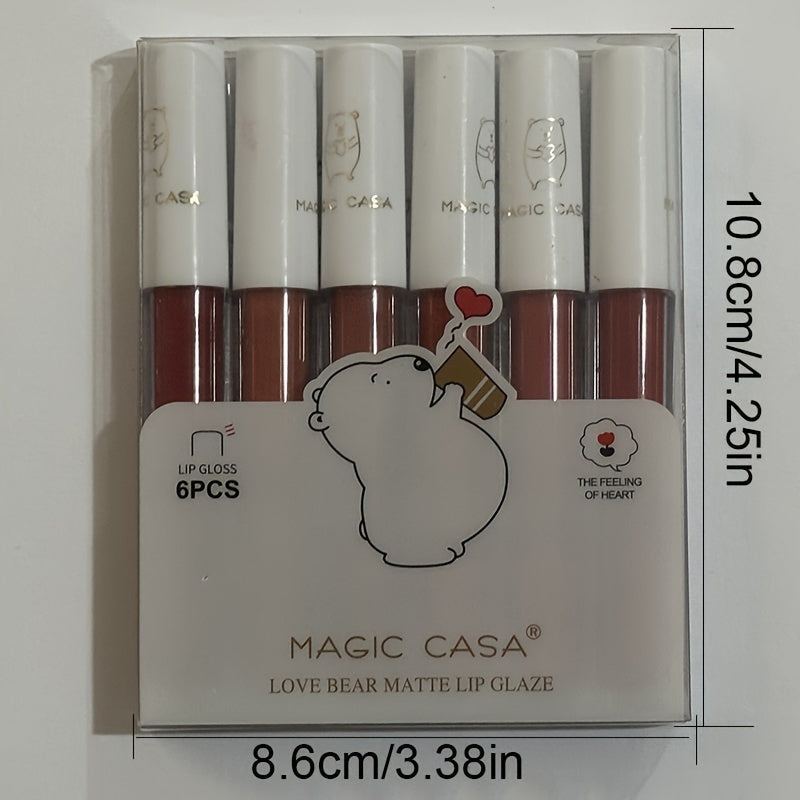 Set of 6 Matte Velvet Lipstick Lip Glosses Long Lasting Clay Texture for Adults