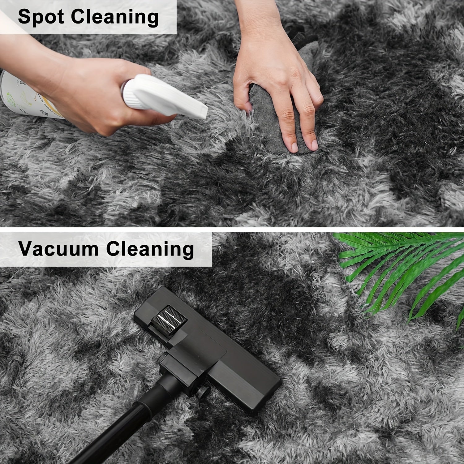 Dark Grey Tie-Dye Plush Area Mat Ultra-Soft Thick Sponge Padding for Living Room Bedroom