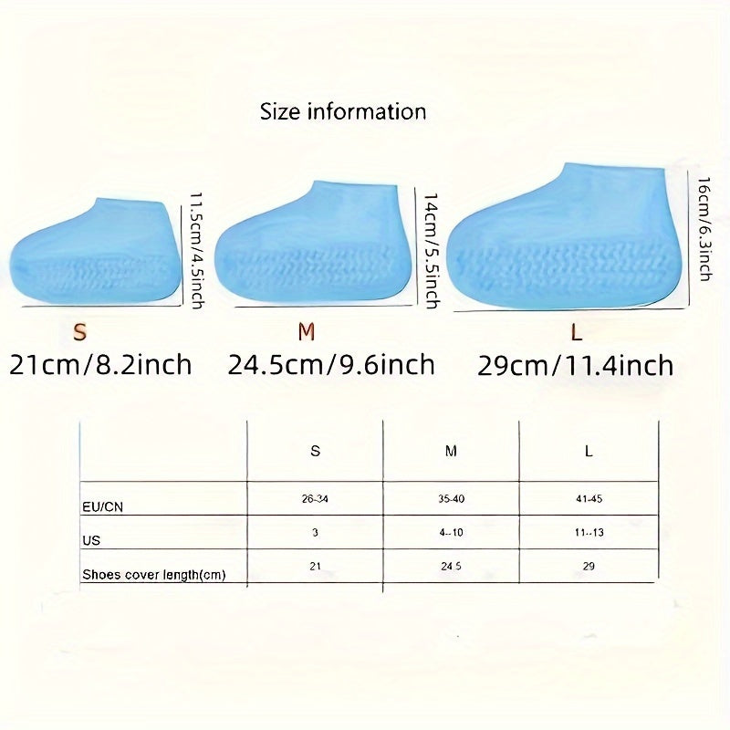 Unisex Wear-Resistant Waterproof Silicone Rain Shoe Covers Pair