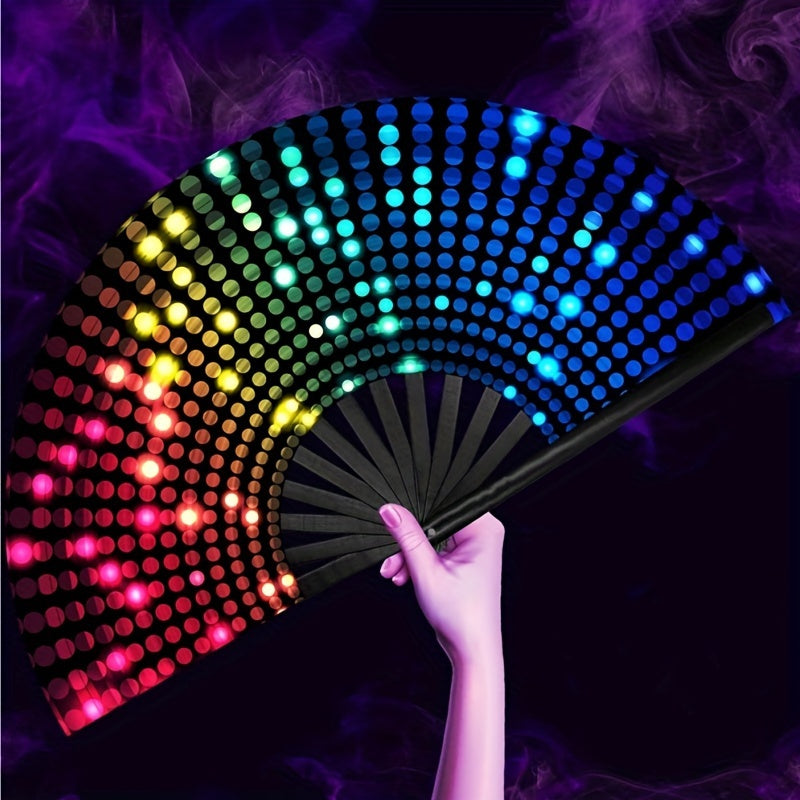 Glow-in-the-Dark Folding Fan with Nature Theme Portable Party Accessory for Raves and Festivals