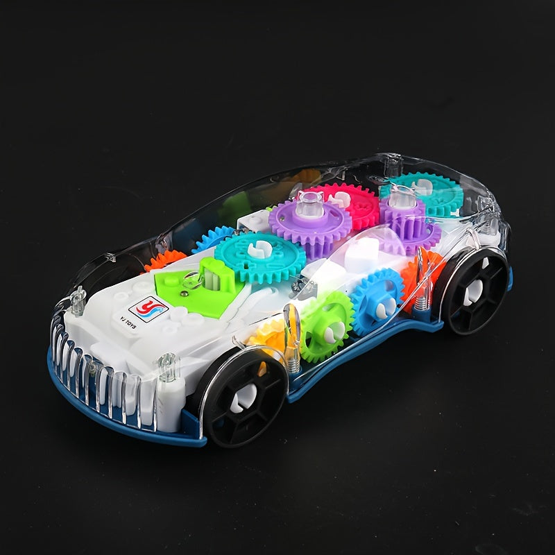 Small Remote Control Car with Transparent Electric Gear, Music and Light for Racing Simulation