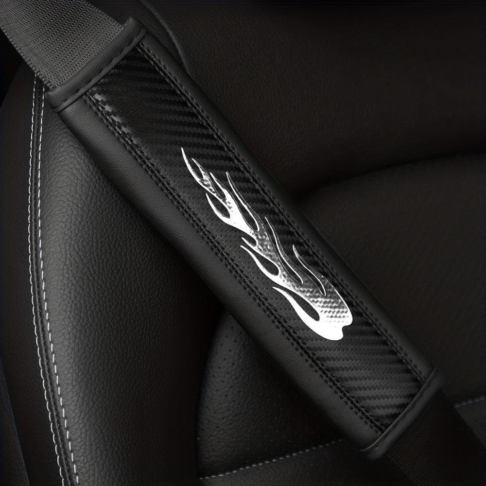 Universal Car Seat Belt Shoulder Protector Carbon Fiber Pattern PU Leather