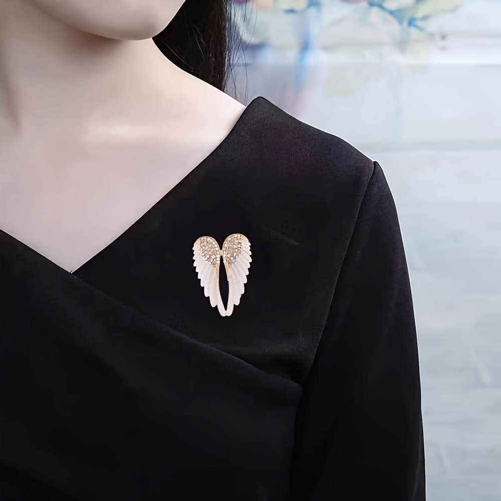 3-Piece Rhinestone Wing Brooch Set Enamel Lapel Pins for Gifts and Formal Events