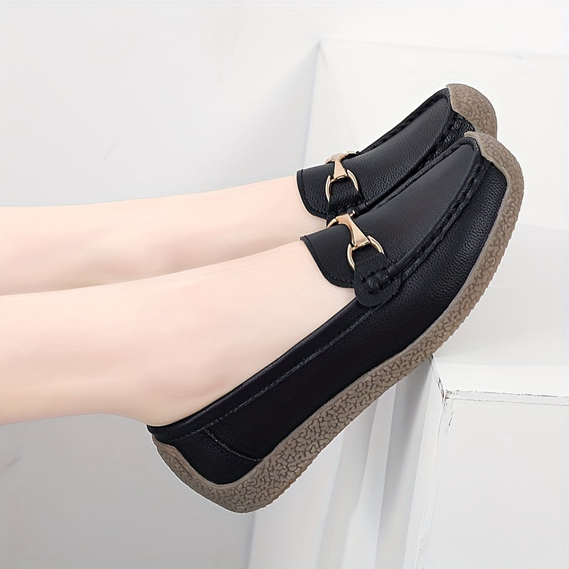 Women's Flat Loafers Casual Slip-On Shoes Lightweight Solid Color Mary-Jane
