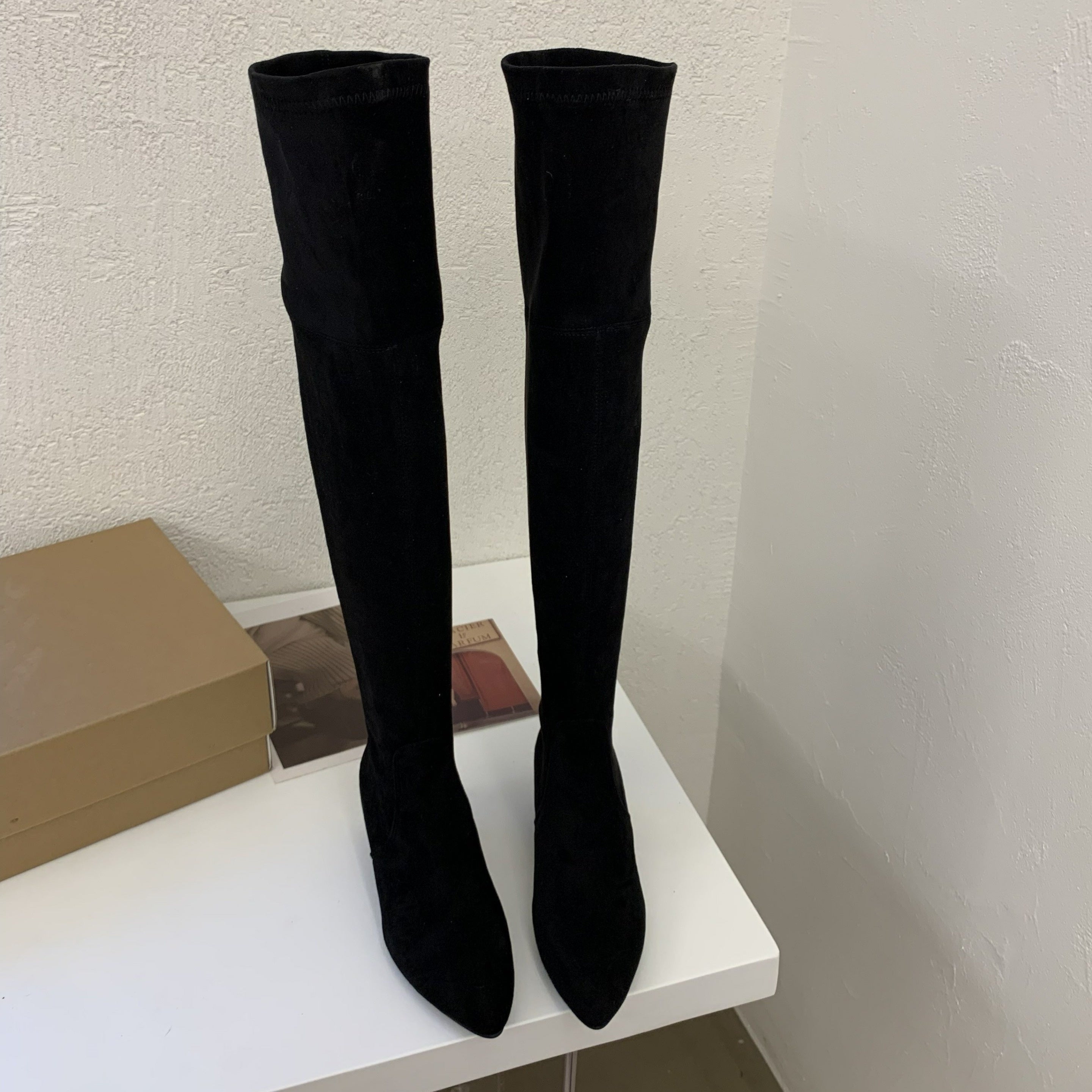 Women's Solid Color Chunky Heel Over The Knee Boots Dress Shoes