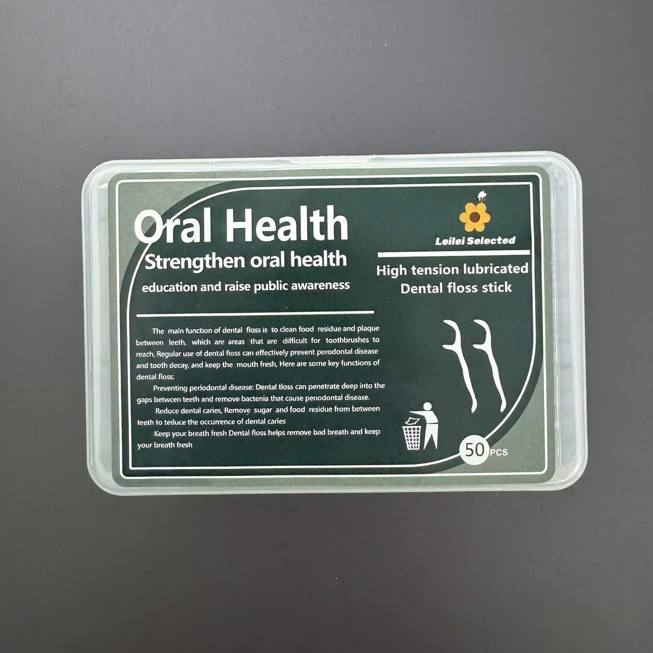 50-Pack Unflavored Polyester Dental Floss Sticks for Deep Cleaning Travel and Daily Use