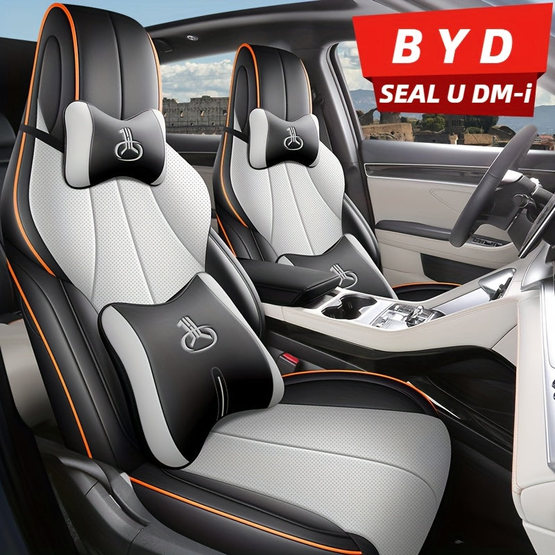 5-Seat Car Seat Covers Leather Full-Set Sporty Durable Easy Clean All-Season