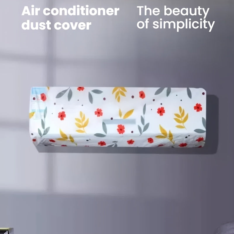 Wall-Mounted AC Unit Dust Cover Floral Bird Pattern Waterproof Washable Reusable Indoor Outdoor