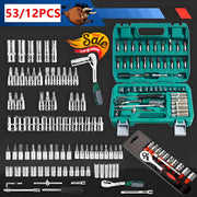 Juego de 12 piezas de llaves de vaso de 1/4 de pulgada de acero cromo vanadio, herramientas manuales para automoción