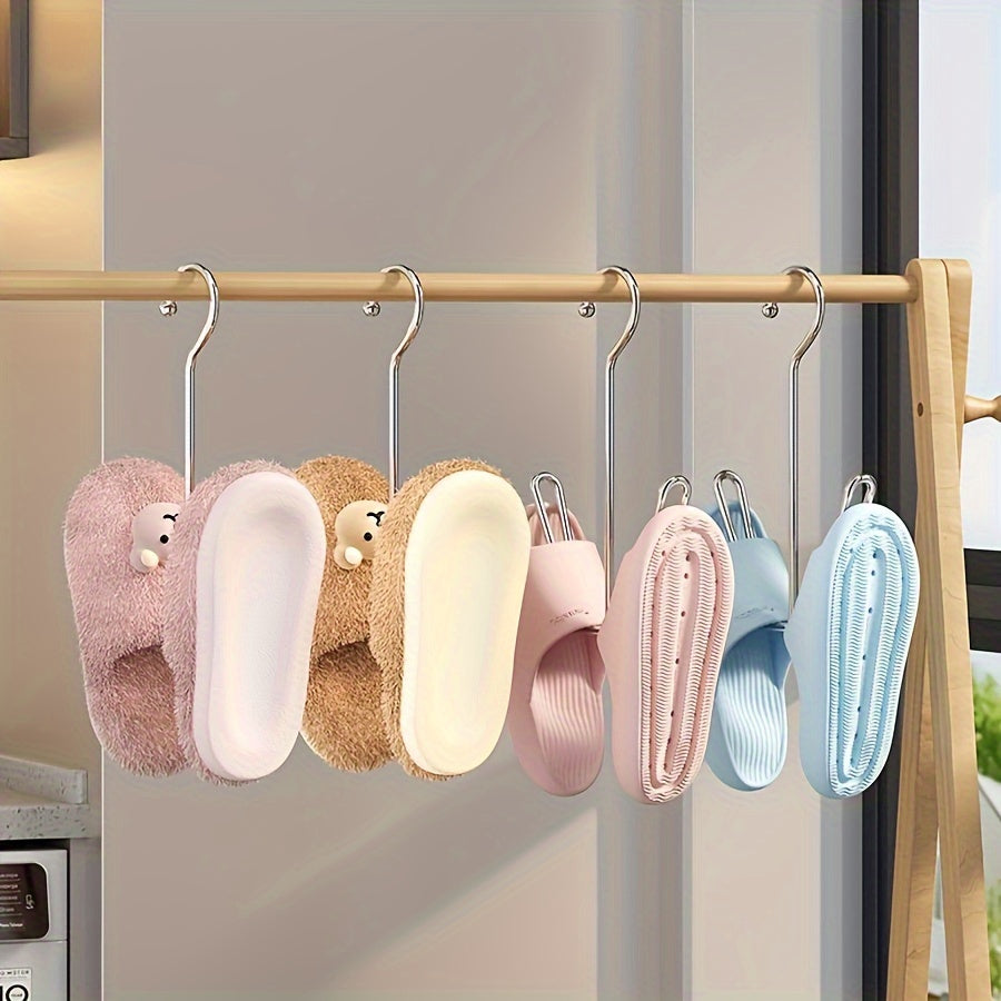 Stainless Steel Shoe Drying Rack Set of 3 or 5 Outdoor Indoor Windproof with Hanging Slippers Hook