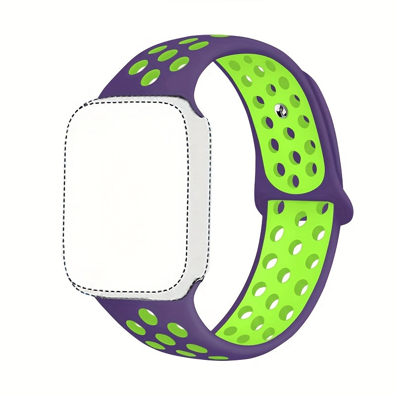 Silicone Watch Band for Apple Watch Ultra SE Series 1-10 Breathable Sport Strap with Deployant Clasp