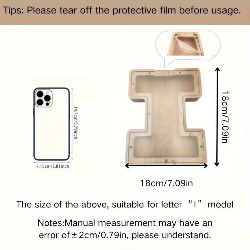 Personalized Wooden Alphabet Letters Set with 26 A-Z Transparent Blocks for Gifts and Home Decor