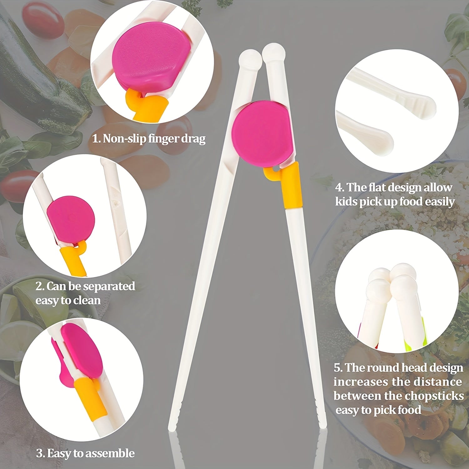 Training Chopsticks for Beginners Kids and Adults with Attachable Learning Helpers