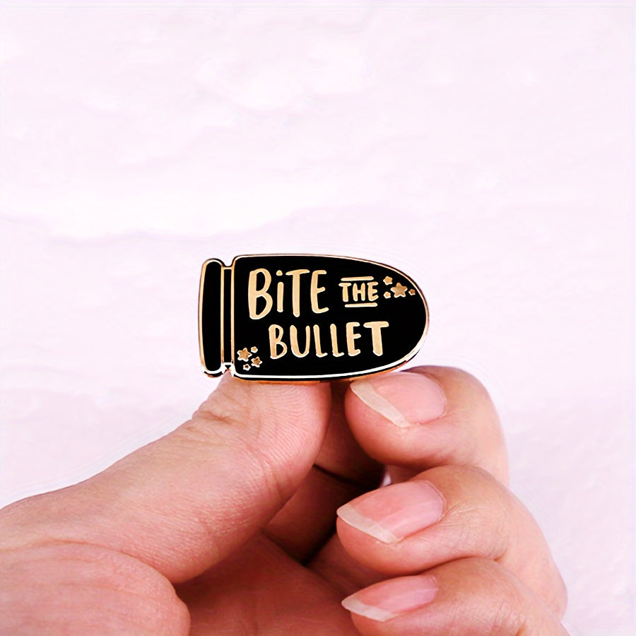 Enamel Pin Bite the Bullet Christmas Brooch for Jackets Bags Clothes Hats