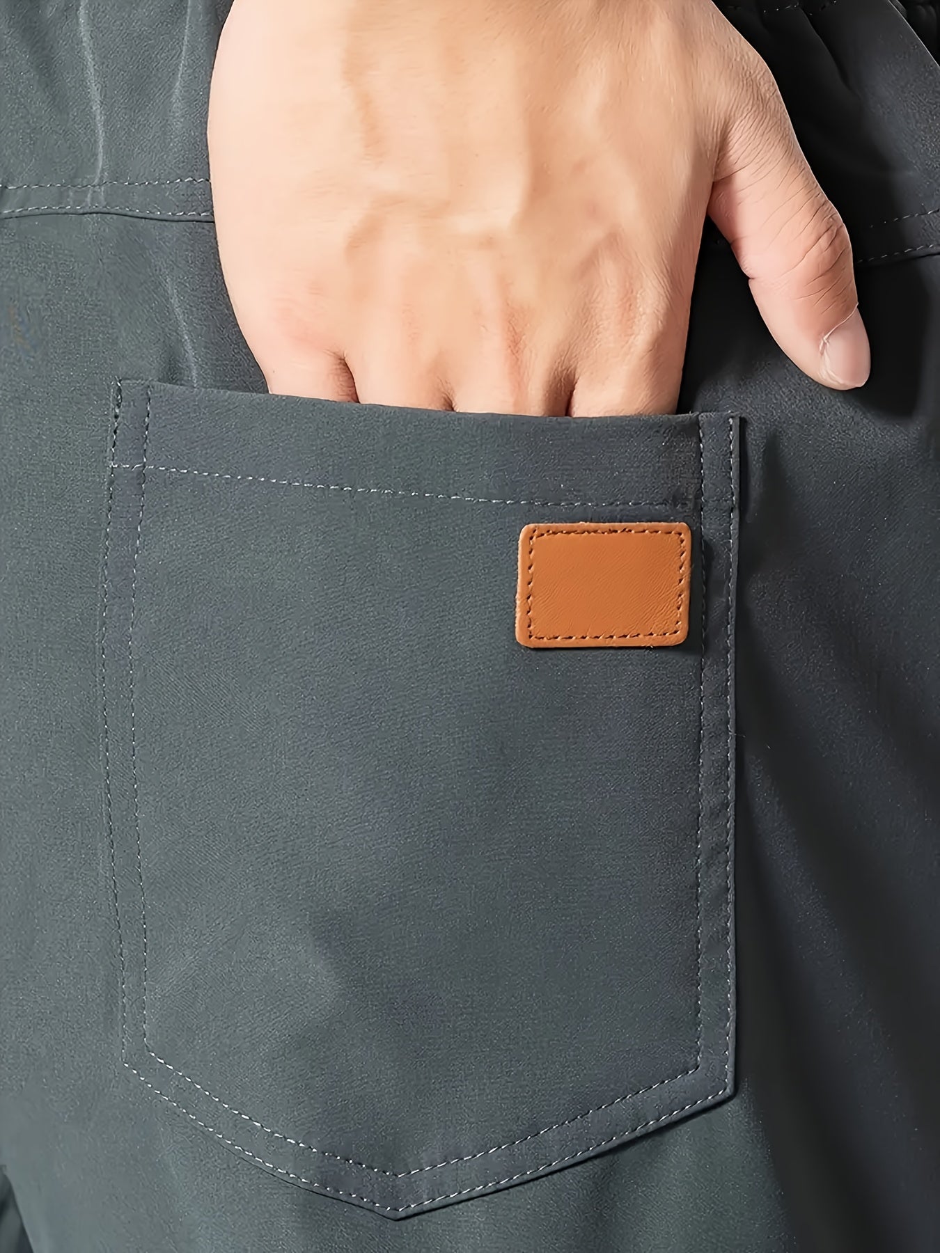 Men's Polyester Drawstring Joggers Casual Cargo Pants in Black Dark Gray Olive Green