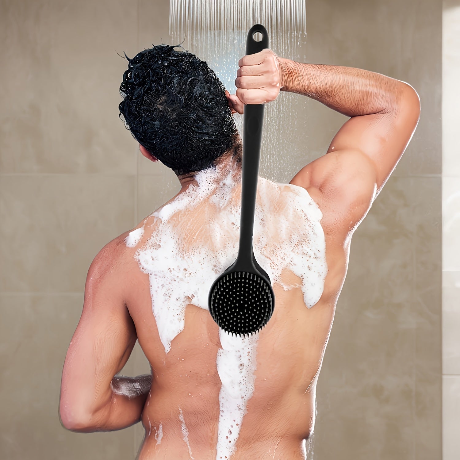 Long Handle Shower Back Scrubber with Soft Bristles for Deep Cleaning and Exfoliation