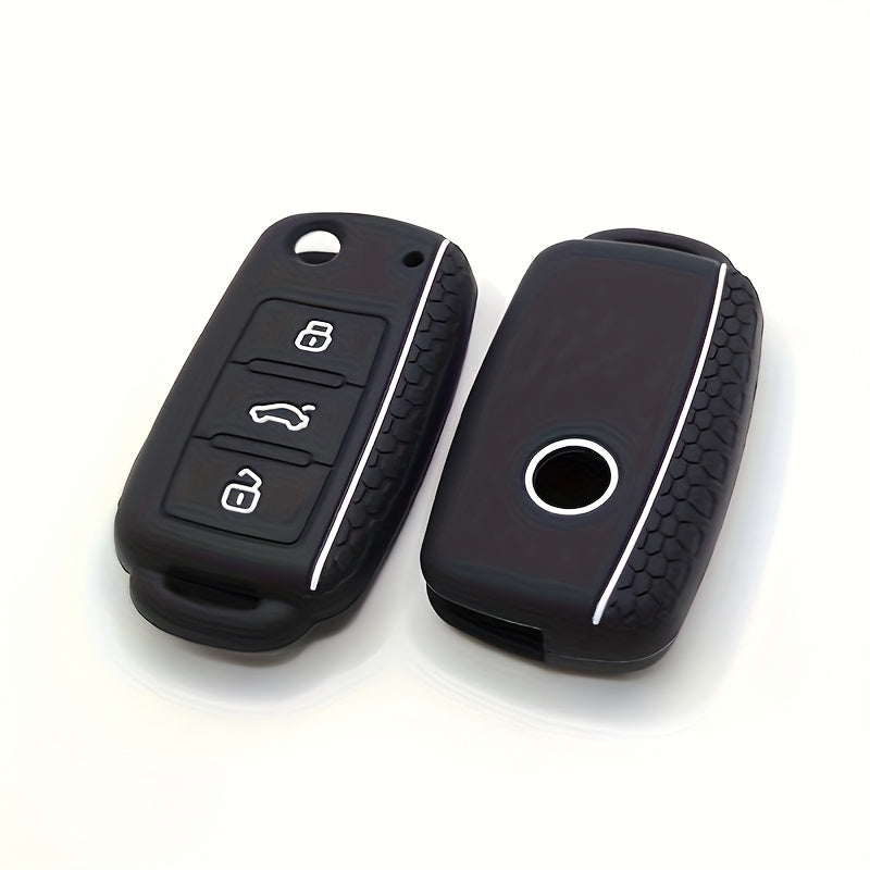 Silicone Car Key Cover For Compact Vehicles 3 Button Protection