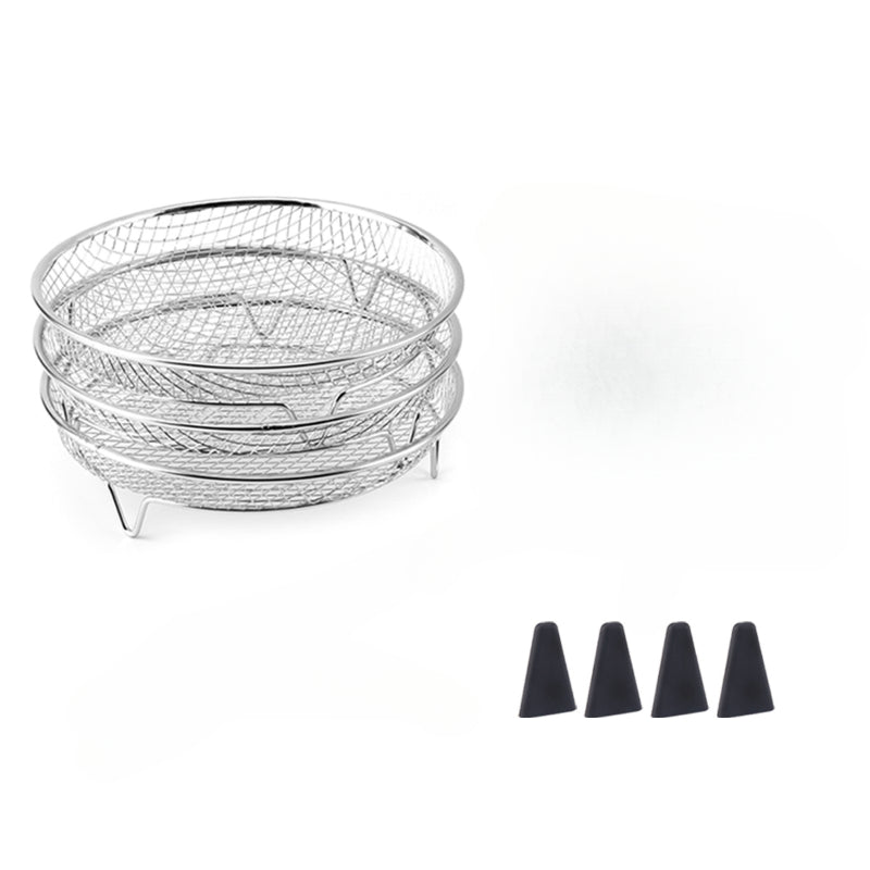 7-Piece Stainless Steel Air Fryer Accessories Set with Stackable Rack and Heightening Pad