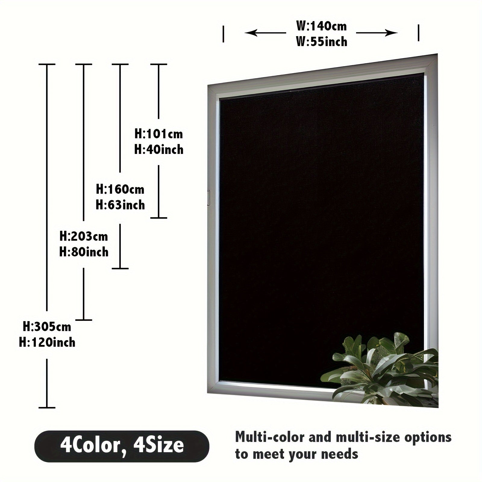 Blackout Curtains Self-Adhesive Black Window Shades for Bedroom Living Room Blackout Drapes