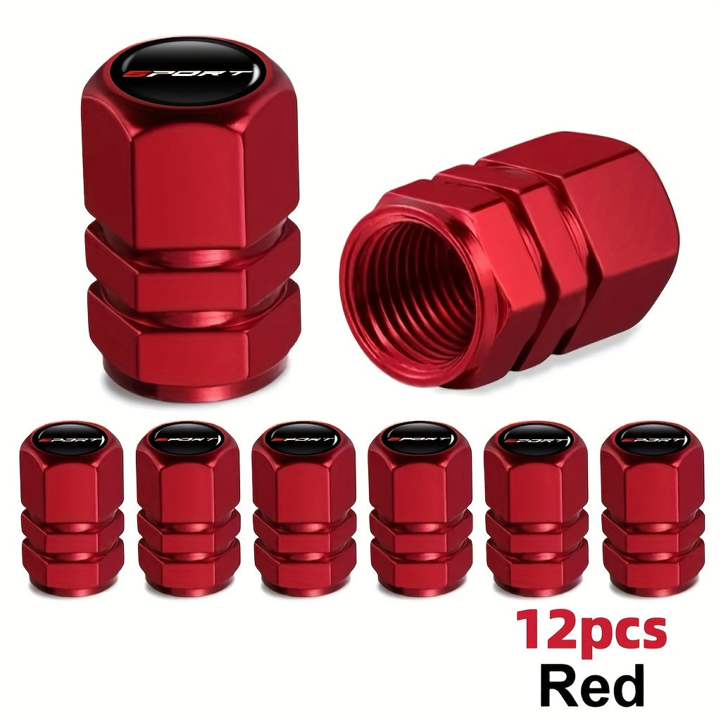 Aluminum Valve Caps Set for Cars and Motorcycles, Sport Pattern, 4/8/12 Pieces