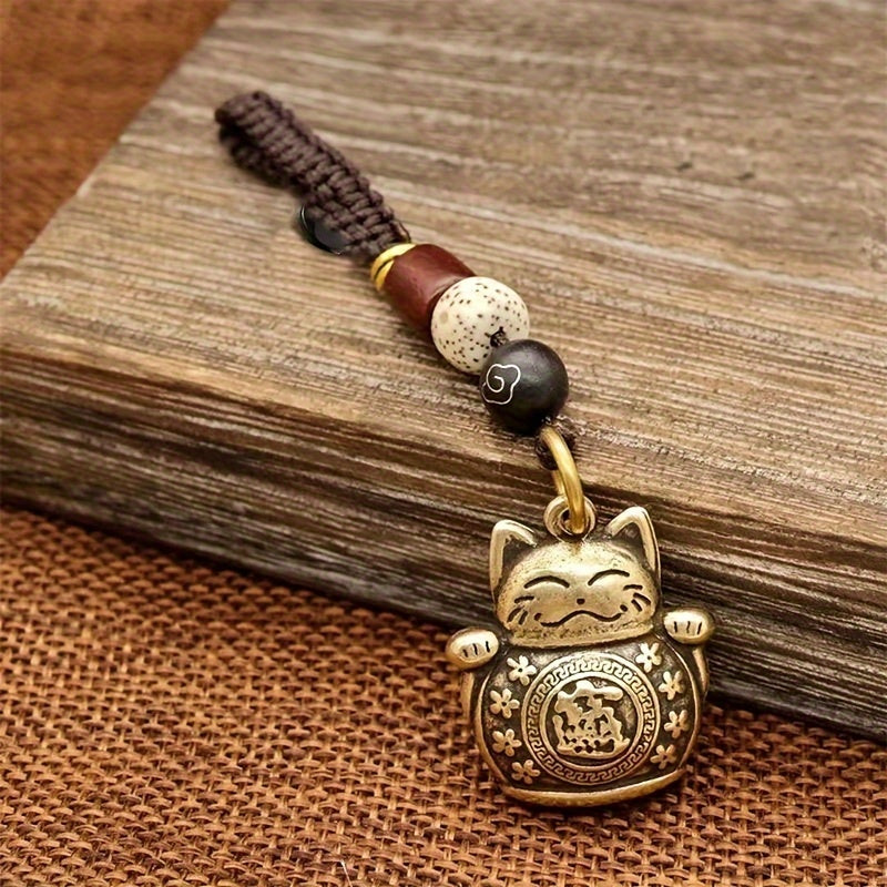 Vintage Lucky Cat kalit soati alloy charm sumkalar, avtomobil kalitlari, farovonlik sovg‘asi uchun