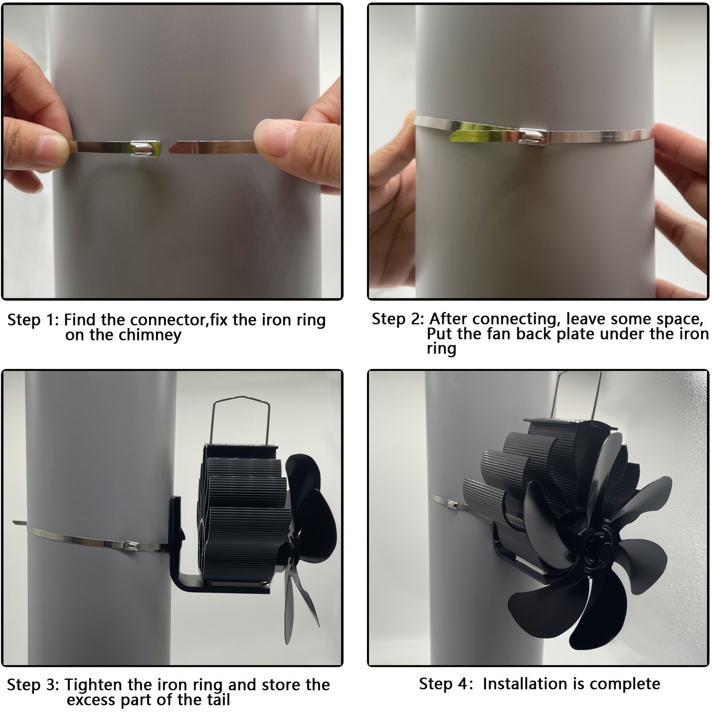 Wood Stove Chimney Fan Heat Powered Flue Pipe Fireplace Fan with 6 Blades for Winter Heating