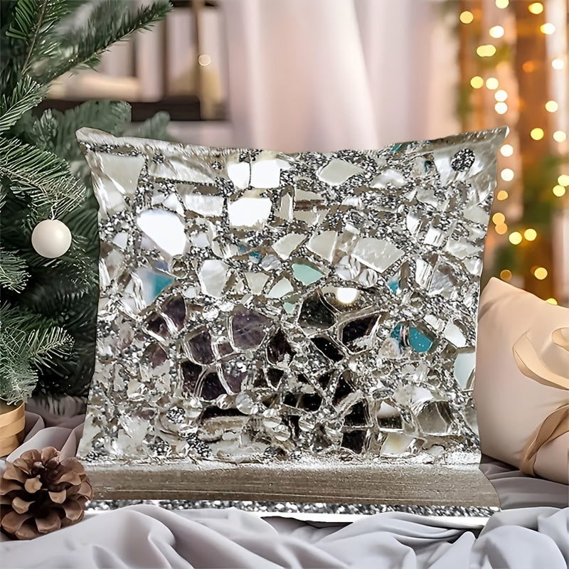 Блестящая серебряная наволочка с пайетками и молнией, декоративная подушка из персиковой кожи для дома