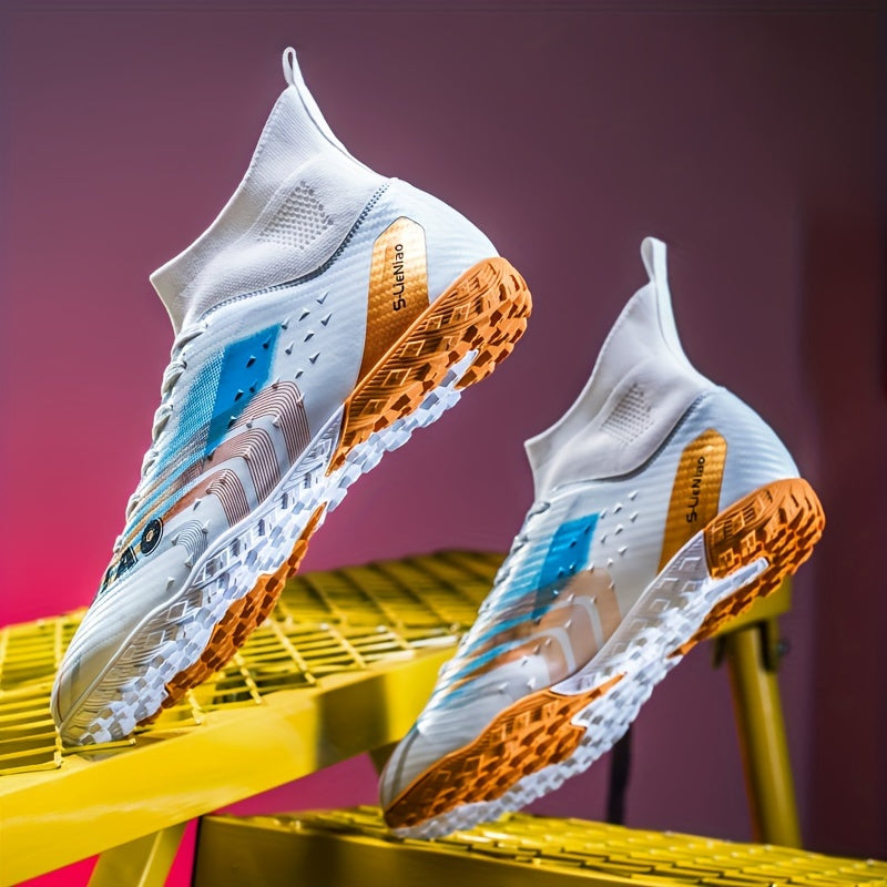 Мужские высокие футбольные бутсы противоскользящие с амортизацией, дышащая сетка, всесезонные