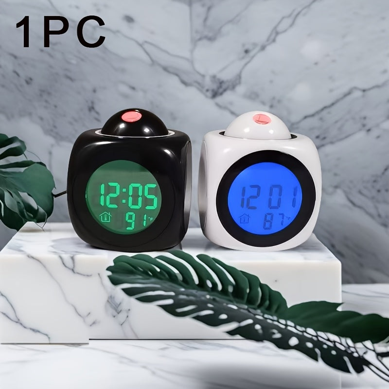 Projection Alarm Clock with Voice Announcements for Bedroom Living Room or Dorm USB or Battery Powered