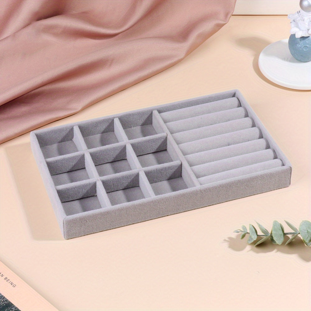 Caja de joyería de terciopelo para anillos, pendientes y almacenamiento de joyas