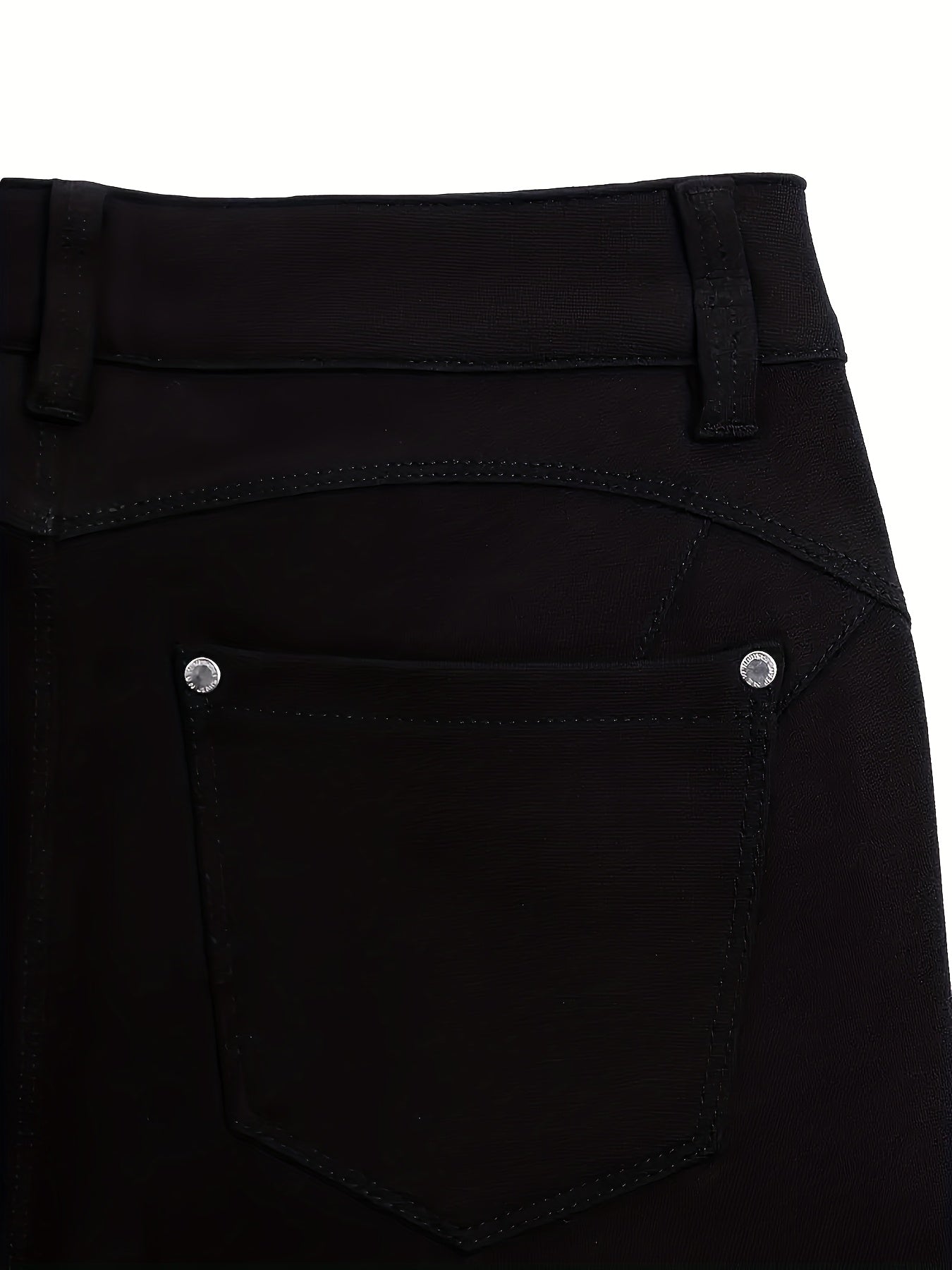 Women's Plus Size Black Stretch Denim Wide-Leg Jeans High-Waisted