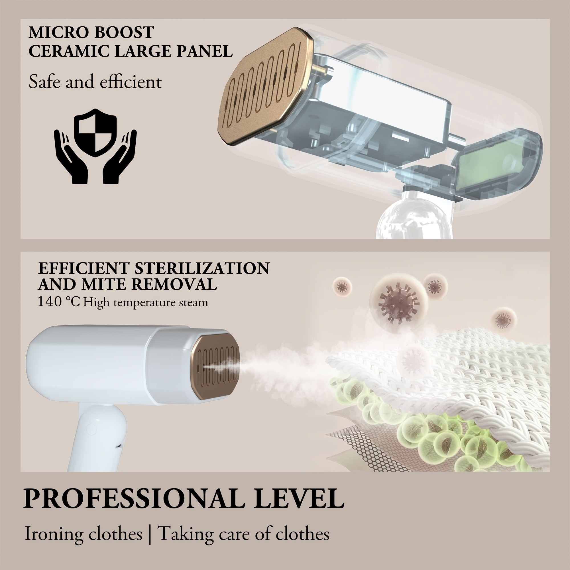 Portable Mini Steam Iron 1800W with 330ML Water Tank and Adjustable Temperature