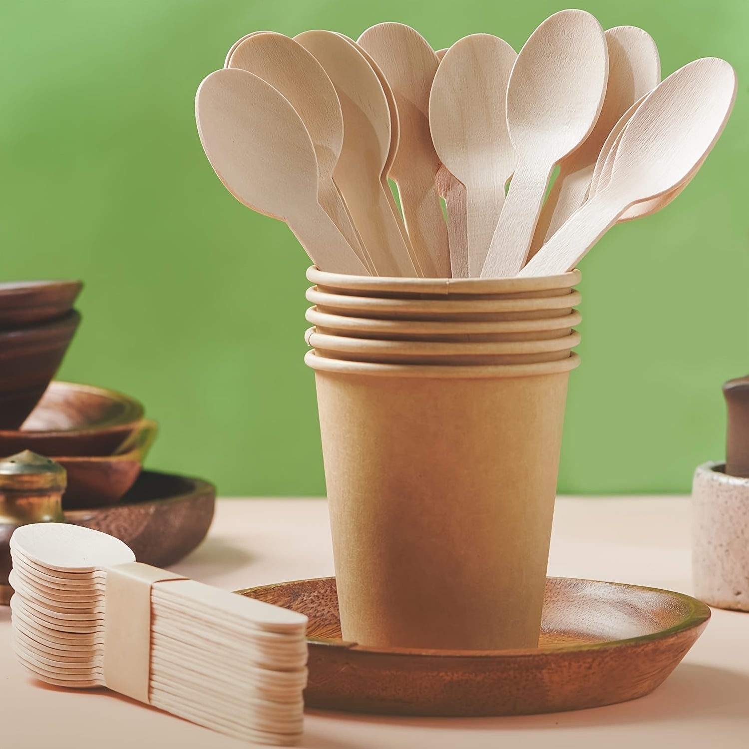 Disposable Wooden Dessert Spoons 5.5 Inch Pack of 40-200 for Weddings Parties