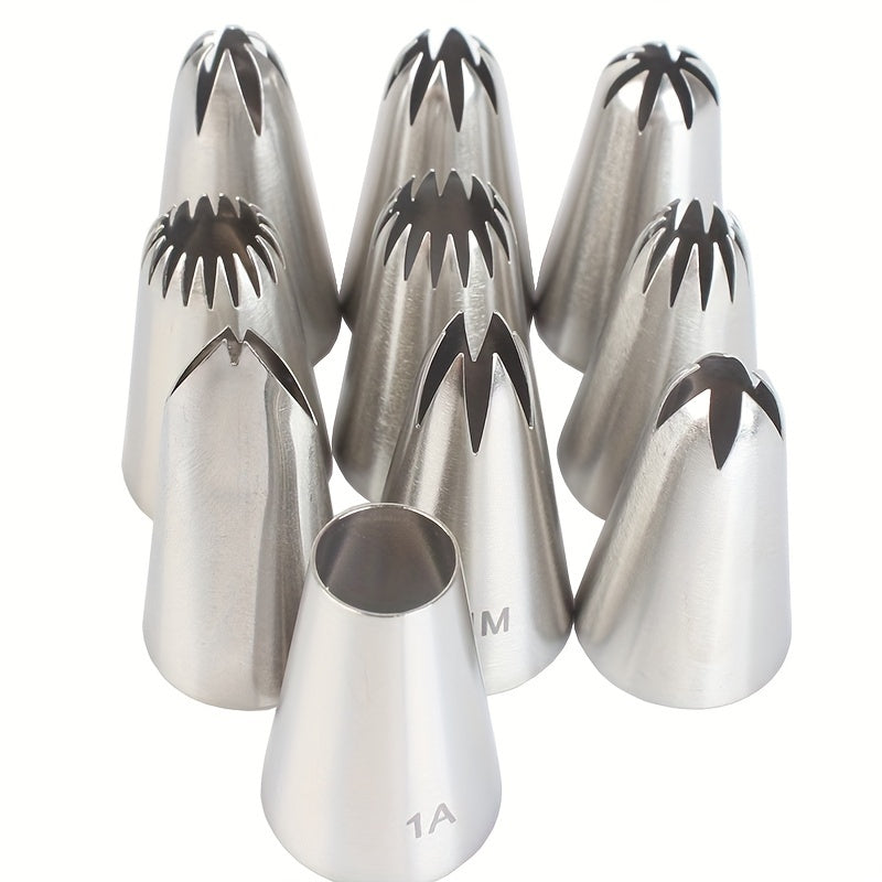 Stainless Steel Icing Piping Tips Set 10pcs Cake Decorating Nozzles for Cupcakes