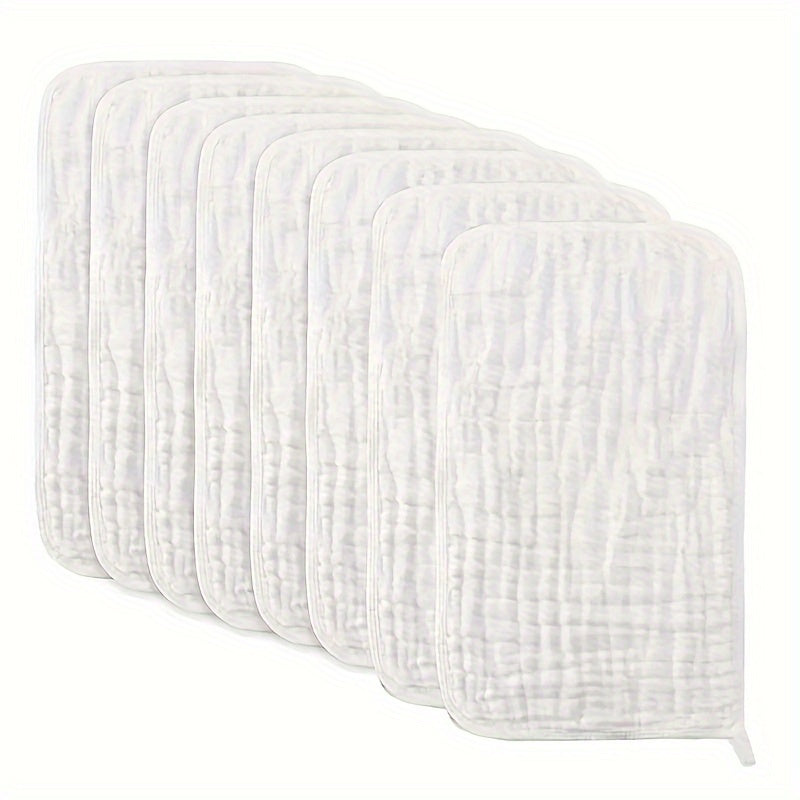 Set of 8 White Kids Towels Ultra-Soft Baby Burp Cloths and Feeding Towels