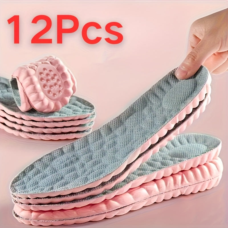 Women's Sports Insoles Pink Breathable Moisture-Wicking 6 Pairs