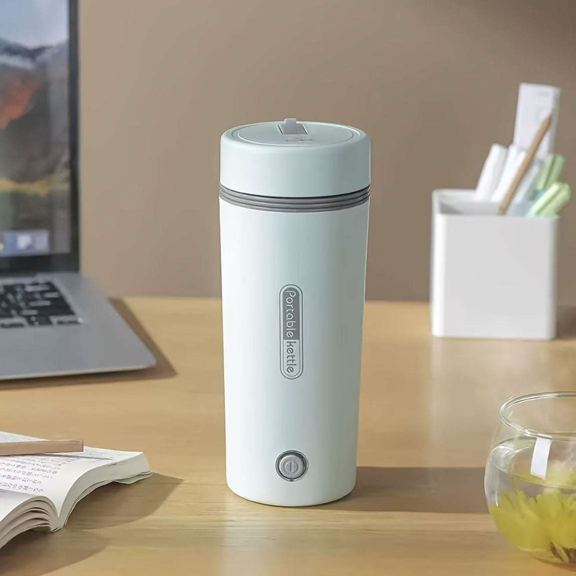 Portable Stainless Steel Electric Kettle with Insulated Cup Overheat Protection Leak-Proof Fast Boil