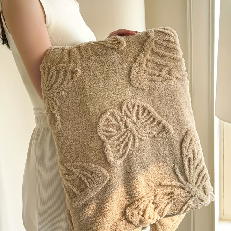 Manta de felpa de doble cara de color sólido con jacquard de franela para siestas