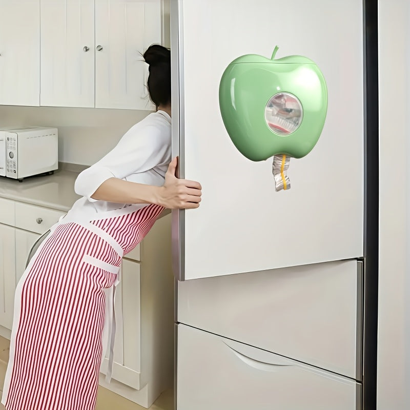 Wall Mount Apple-Shaped Storage Box for Cling Film and Bags Kitchen Organizer