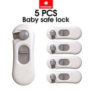 Child Safety Locks 5-Pack for Cabinets Drawers Refrigerator Oven BPA-Free Gray Plastic